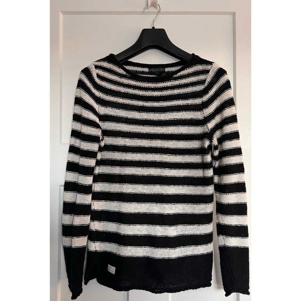 Ralph Lauren Lauren Jeans Company Black White stripe Sweater SMALL Linen Cotton